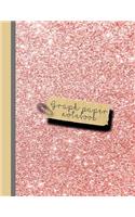 Graph Paper Notebook: Large Sparkle Glitter School Graph Paper Ruled Notebook for Girls and Women - Light Pink Glitter
