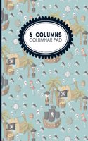 6 Columns Columnar Pad: Ledger Books, Accounting Ledger Sheets, General Ledger Accounting Book, Cute Pirates Cover, 8.5 x 11, 100 pages