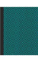 Sketch Journal: Geometric Design (Teal Blue) 8x10 - Pages are lightly lined with EXTRA WIDE RIGHT MARGINS for sketching, drawing, and writing