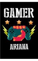 Gamer Ariana: Kariertes Notizbuch mit 5x5 Karomuster für deinen personalisierten Vornamen