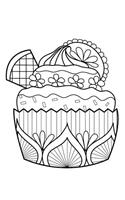 Blank Book Journal: Cupcake Dessert Zentangle Cover Diary Notebook: 8.5 x 11 size 120 gray lined pages!