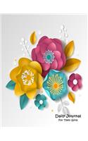 Daily Journal For Teen Girls: Paper Flowers Cover Large Journal 8.5 x 11
