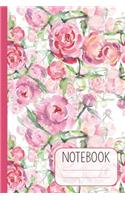 Notebook with Pink Watercolour Roses