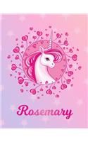Rosemary: Unicorn Large Blank Primary Sketchbook Paper - Pink Purple Magical Horse Personalized Letter R Initial Custom First Name Cover - Drawing Sketch Book