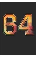 Blank Lined Journal, Notebook, Diary, Planner - 64 Lucky Number Sports Team No. 64 Age Year 1964 - 64th Birthday Gift For 64 Years Old Men and Women: Medium College-Ruled Journey Diary, 110 page, Lined, 6x9 (15.2 x 22.9 cm)