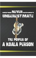Never Underestimate The Power Of A Koala Person: 110 Blank Lined Papers - 6x9 Personalized Customized Koala Composition Notebook Journal Gift For Koala Lovers