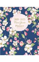 2019-2023 Five Year Planner Spring Flower -Blue: 60 Months Planner and Calendar, Monthly Calendar Planner, Agenda Planner and Schedule Organizer, Journal Planner and Logbook, Appointment Notebook, 