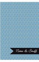 Notes & Stuff - Lined Notebook with Oxford Blue Key Maze Pattern Cover