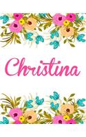 Christina: Personalised Notebook/Journal Gift For Women & Girls 100 Pages (White Floral Design)