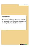 Widerstand in Change-Prozessen. Gründe für den Widerstand im Changemanagement und Möglichkeiten der Intervention