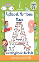 Alphabet, Numbers, Maze Coloring Books for Kids Ages 2-8