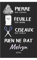 Rien ne bat Melvyn - Notes: Noms Personnalisé Carnet de notes / Journal pour les garçons et les hommes. Kawaii Pierre Feuille Ciseaux jeu de mots. Fournitures scolaires, premie