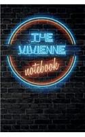 The VIVIENNE Notebook: Vintage Blank Ruled Personalized & Custom Neon Sign Name Dotted Notebook Journal for Girls & Women. Wall Background. Funny Desk Accessories. Retro B