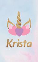 Krista: Personalized First Name Unicorn Gift Birthday Girl Notebook Journal 104 Pages