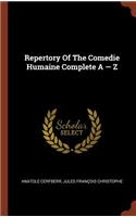 Repertory Of The Comedie Humaine Complete A - Z