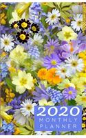 2020 Monthly Planner: Flowers Purple and Yellow - Small Pocket Calendar 5.06 x 7.81