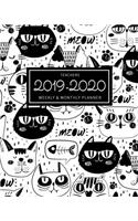 2019-2020 Teachers Planner: Weekly & Monthly Planner Calendar Schedule, Grid Dot Notes, Important Birthdays Dates, Communication Log, Attendance Record Black And White Cat Blac
