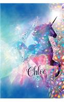 Chloe: Personalized Unicorn Journal 6x9 Blank Lined Notebook Diary for Writing & Note Taking