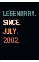 Blank Lined Journal, Notebook, Diary, Planner - Legendary Since July 2002 - 17th Birthday Gift For 17 Years Old Boys and Girls born in July: Medium College-Ruled Journey Diary, 110 page, Lined, 6x9 (15.2 x 22.9 cm)