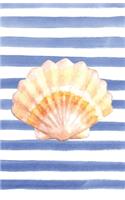 Yellow Scallop Shell Watercolor Stripe Journal, Dot Grid: Dotted Paper Notebook for Bullet Journaling (Coastal Beaches & Nautical)