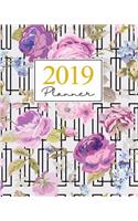 2019 Planner: Weekly Planner 2019 Yearly Calendar Organizer Agenda (January 2019 to December 2019) Geometric Lilac Floral Flowers