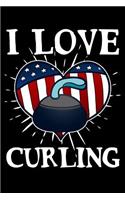 I Love Curling: Blank Lined Journal to Write in - Ruled Writing Notebook