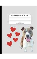 Composition Notebook: Adorable Pitbull Dog Design, Wide Ruled, 200 Pages to Use for Writing, School, or as a Journal