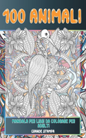 Mandala per libri da colorare per adulti - Grande stampa - 100 Animali
