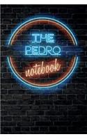 The PEDRO Notebook: Vintage Blank Ruled Personalized & Custom Neon Sign Name Dotted Notebook Journal for Boys & Men. Wall Background. Funny Desk Accessories. Retro Back