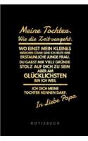 Meine Tochter. Wie die Zeit vergeht. Wo einst mein kleines Mädchen stand sehe ich heute eine erstaunliche Frau. Du gabst mir viele Gründe stolz auf dich zu sein aber am glücklichsten bin ich weil ich dich meine Tochter nennen darf.