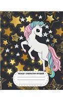 Primary Composition Notebook: Unicorn Half Ruled Half Blank Cute Draw Write Journal Picture Space Drawing for Pre-K through to third grade