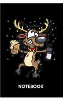 Notebook: Drunken Reindeer decorated with Christmas Lights