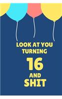 Look at You Turning 16 and Shit: Appreciate Your Friend with This Birthday Blank Lined Notebook