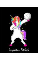 Composition Notebook: Volleyball Unicorn Black Composition Notebook Back to School 7.5 x 9.25 Inches 100 College Ruled Pages Journal Volleyball Player Gift