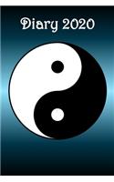 Diary: Yin Yang, Teal BG - Bespoke, personalised desk diary. Contact us if you would like your own image, name or other text on a book.