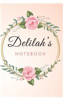 Delilah's Customized Floral Notebook / Journal 6x9 Ruled Lined 120 Pages School Degree Student Graduation university