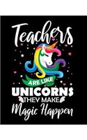 Teachers Are Like Unicorns They Make Magic Happen: Teacher Planner Organizer Notebook