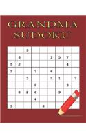 grandma sudoku: 16 Games for Sudoku Puzzles Easy to Medium: One puzzle per page with your room to work and thinking match brain training and Free Blank notes your w