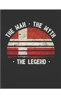 The Man The Myth The Legend: Denmark Flag Sunset Personalized Gift Idea for Danish Coworker Friend or Boss Planner Daily Weekly Monthly Undated Calendar Organizer Journal