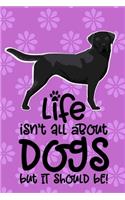 Life Isn't All About Dogs But It Should Be!: Anxiety Journal and Coloring Book 6x9 90 Pages Positive Affirmations Mandala Coloring Book - Black Labrador Retriever Dog Cover