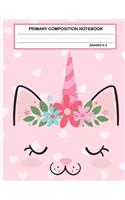 Primary Composition Notebook Grades K-2 Kawaii Kitty Cat