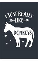 I Just Really Like Donkeys Notebook - Donkey Gift for Donkey Lovers - Donkey Journal - Donkey Diary: Medium College-Ruled Journey Diary, 110 page, Lined, 6x9 (15.2 x 22.9 cm)