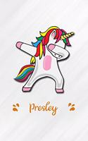 Presley A5 Lined Notebook 110 Pages: Funny Blank Journal For Personalized Dabbing Unicorn Family First Name Middle Last. Unique Student Teacher Scrapbook/ Composition Great For Home Sch