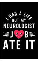 I Had A Life But My Neurologist Job Ate It: Hilarious & Funny Journal for Neurologist - Funny Christmas & Birthday Gift Idea for Neurologist - Neurologist Notebook - 100 pages 6x9 inches