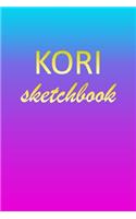 Kori: Sketchbook - Blank Imaginative Sketch Book Paper - Pink Blue Gold Custom Letter K Personalized Cover - Teach & Practice Drawing for Experienced & As