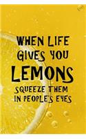 When Life Gives You Lemons Squeeze Them In People's Eyes: Funny Blank Book, Journal, Diary, Notebook for Men & Women