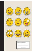 Composition book Wide ruled, notebook for School / Teacher / Student: Mix emoji face smiley icon Softback-Perfect Bound-Large School Notebook, 110 Pages, 8.5x11"