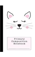 Primary Composition Notebook: A Cute White Cat Notebook for Grades K-2