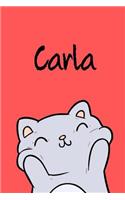 Carla: Din A5 - Blanko 110 Seiten - Mein Malbuch - Personalisierter Kalender - Vornamen - Schönes Notizbuch - Notizblock Rot - Kinderbuch - Jugendbuch - Or