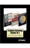 3 Adult Coloring Books in 1: Kid Friendly Swear Words, Mandalas, Australian Animals